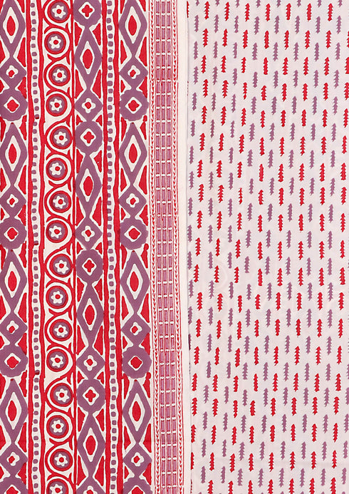 Bizzy Lizzy Dress Material With Kota Doria Dupatta in Geometric Block Print