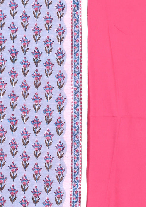 Chanderi Silk Dress Material With Chanderi Silk Dupatta In Gold Block Print
