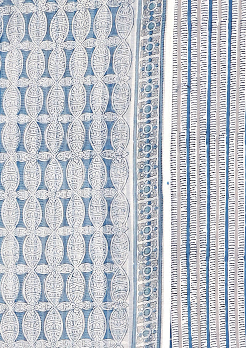 Chanderi Silk Dress Material With Dupatta In Graphic Block Print