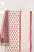 Chanderi Silk Dress Material With Dupatta In Pale Peach Floral Block Print