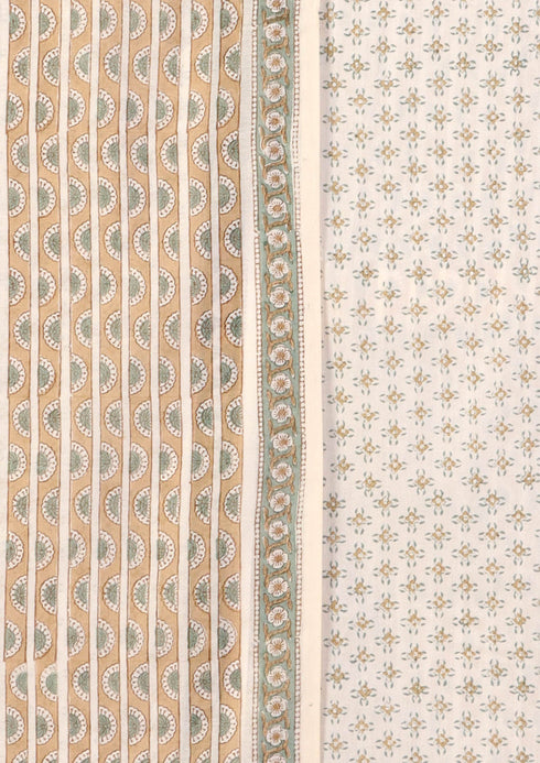 Chanderi Silk Dress Material With Dupatta In Graphic Block Print