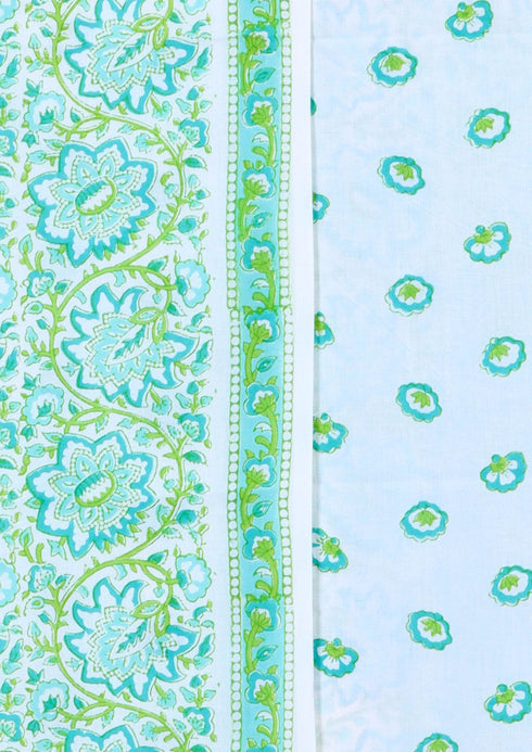 Cambric Cotton Dress Material With Chiffon Dupatta in Floral Block Print