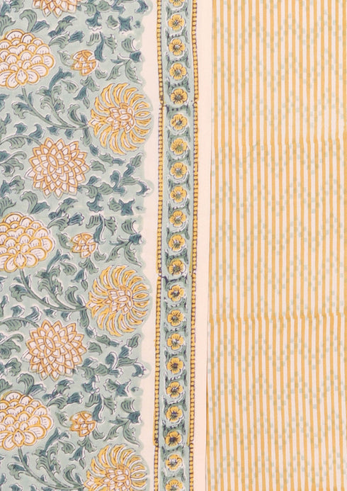 Bizzy Lizzy Dress Material With Chiffon Dupatta In Floral Block Print