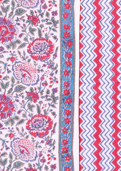 Bizzy Lizzy Dress Material With Chiffon Dupatta In Floral Block Print