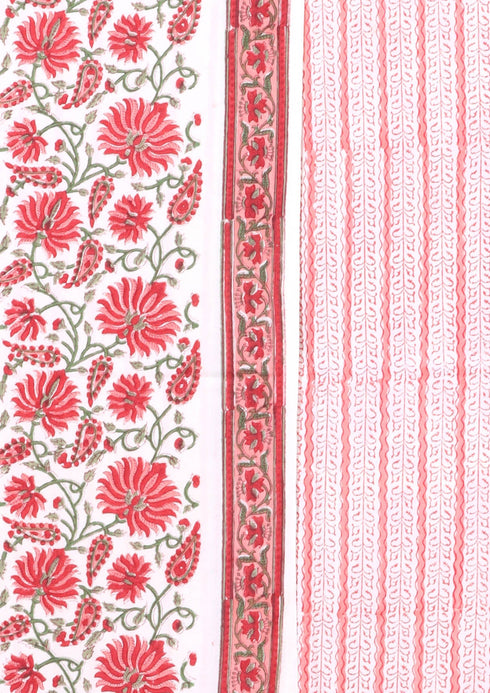 Bizzy Lizzy Dress Material With Chiffon Dupatta In Floral Block Print