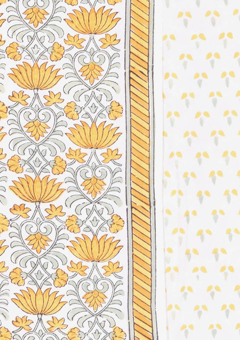 Bizzy Lizzy Dress Material With Chiffon Dupatta In Floral Block Print