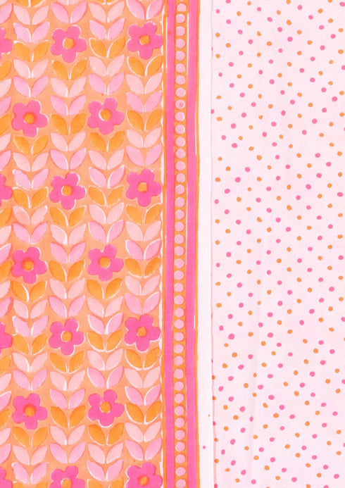 Bizzy Lizzy Dress Material With Chiffon Dupatta In Floral Block Print