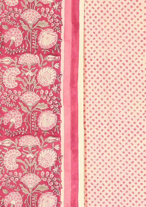 Terry Voile Dress Material With Chiffon Dupatta In Floral Block Print