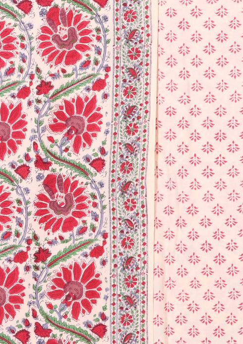 Bizzy Lizzy Fabric With Kota Doria Dupatta in Floral Block Print
