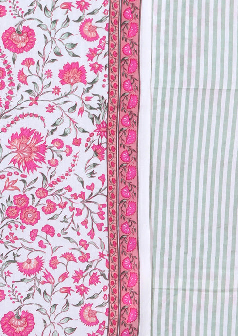 Cambric Cotton Two Piece Dress Material in Floral Print