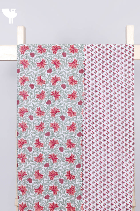 Cambric Cotton Two Piece Dress Material in Floral Print