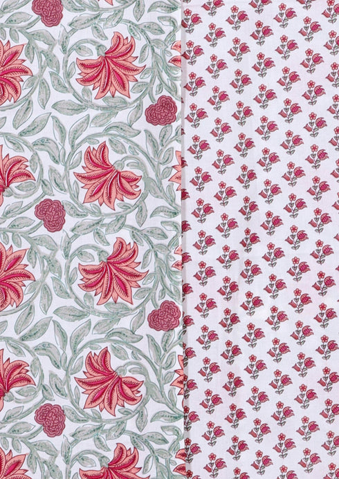 Cambric Cotton Two Piece Dress Material in Floral Print