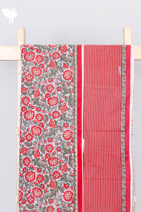 Cambric Cotton Two Piece Dress Material in Floral Print