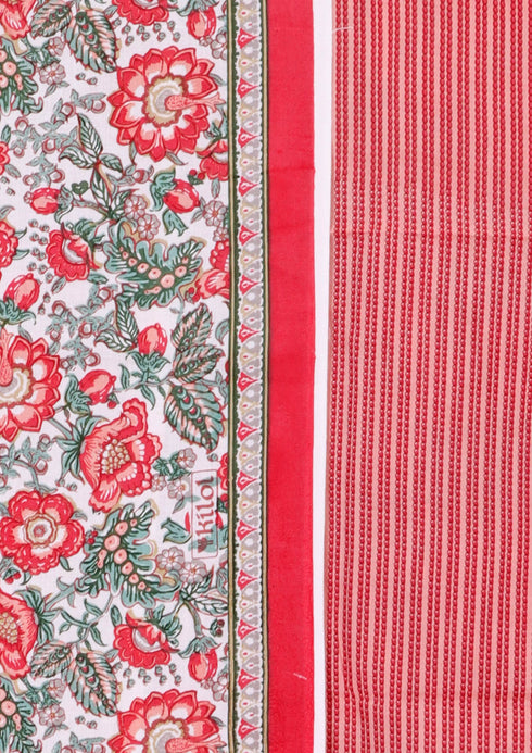 Cambric Cotton Two Piece Dress Material in Floral Print