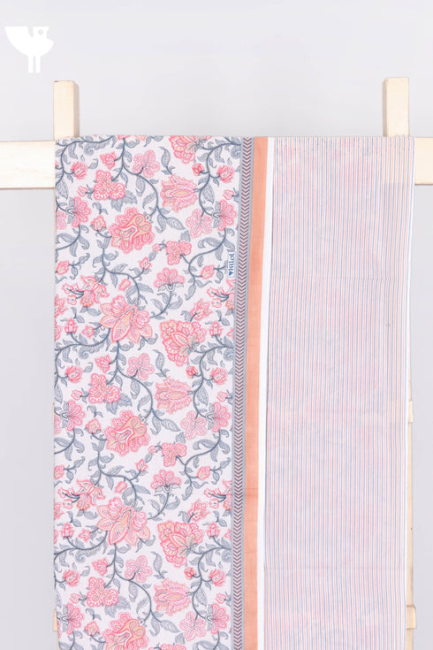 Cambric Cotton Two Piece Dress Material in Floral Print