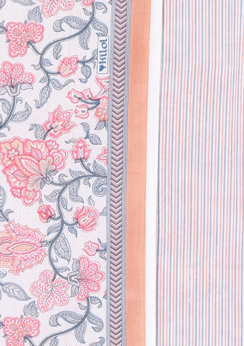 Cambric Cotton Two Piece Dress Material in Floral Print