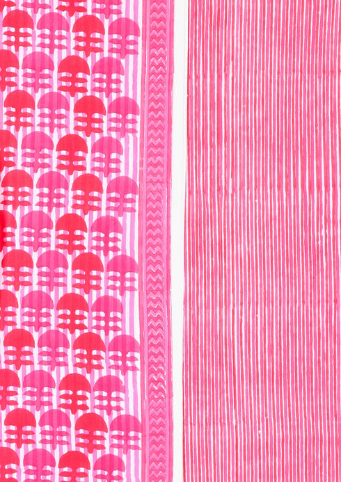 Cambric Cotton Dress Material With Kota Dupatta in Block Print