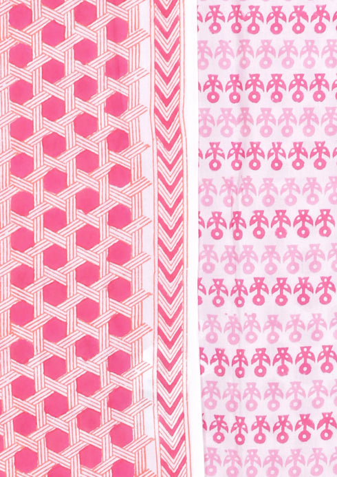 Cambric Cotton Dress Material With Kota Dupatta in Block Print