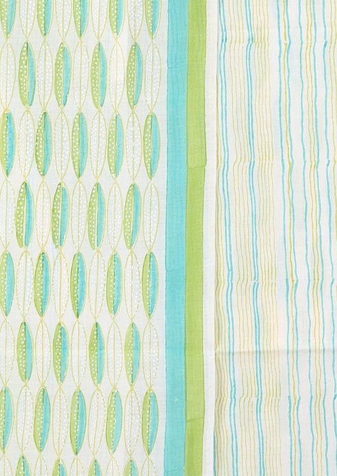 Chanderi Silk Dress Material With Dupatta In Floral Block Print