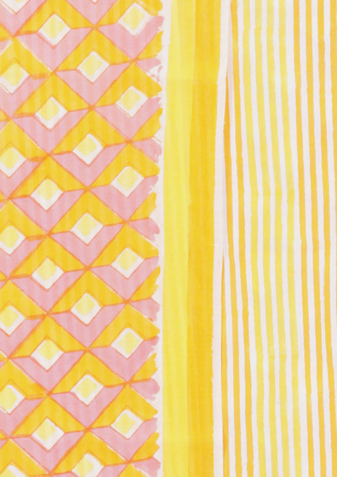 Chanderi Silk Dress Material With Dupatta in Geometric Block Print