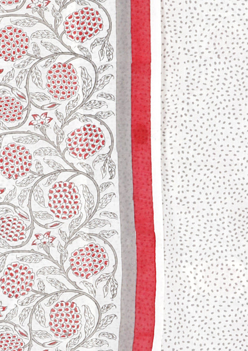 Chanderi Silk Dress Material With Dupatta In Floral Block Print