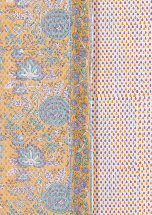 Chanderi Silk Dress Material With Dupatta In Floral Block Print