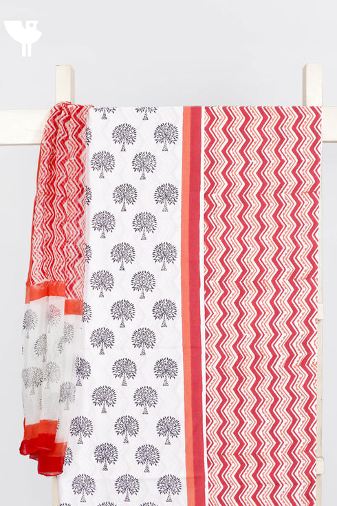 Bizzy Lizzy Dress Material With Chiffon Dupatta in Block Print