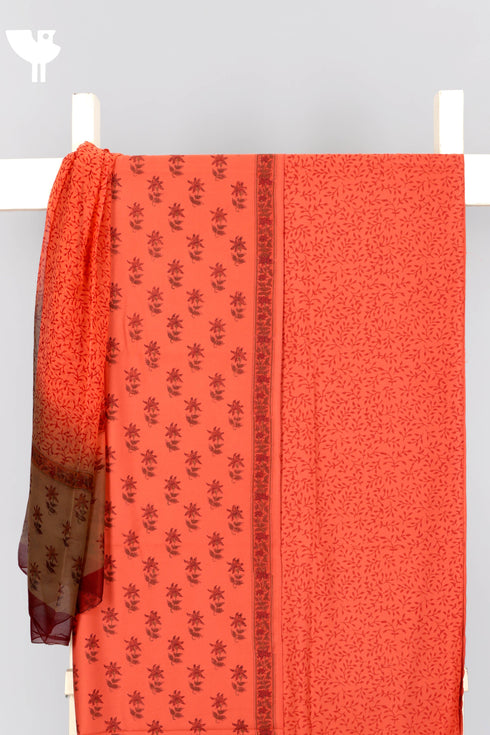 Bizzy Lizzy Dress Material With Chiffon Dupatta In Floral Block Print