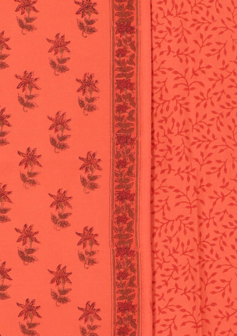 Bizzy Lizzy Dress Material With Chiffon Dupatta In Floral Block Print