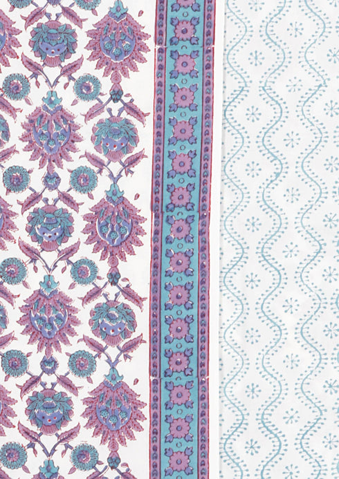 Bizzy Lizzy Dress Material With Chiffon Dupatta In Floral Block Print