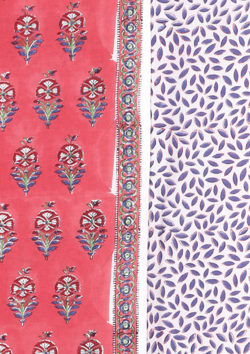 Bizzy Lizzy Dress Material With Chiffon Dupatta in Block Print