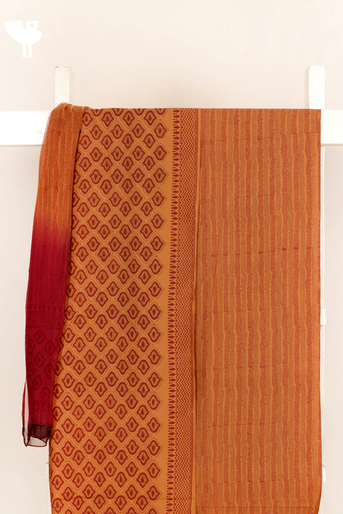 Bizzy Lizzy Dress Material With Chiffon Dupatta in Block Print