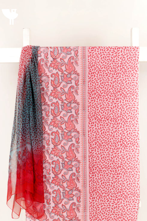 Bizzy Lizzy Dress Material With Chiffon Dupatta in Block Print