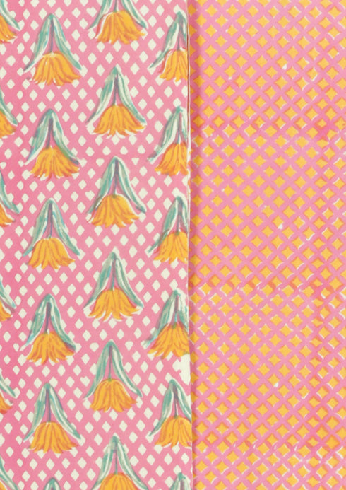 Bizzy Lizzy Dress Material With Chiffon Dupatta in Block Print