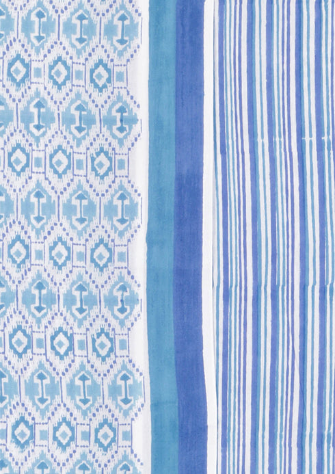 Cambric Cotton Dress Material With Chiffon Dupatta in Block Print