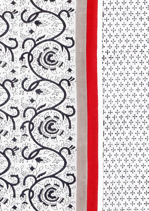 Cambric Cotton Dress Material With Mulmul Dupatta In Graphic Block Print