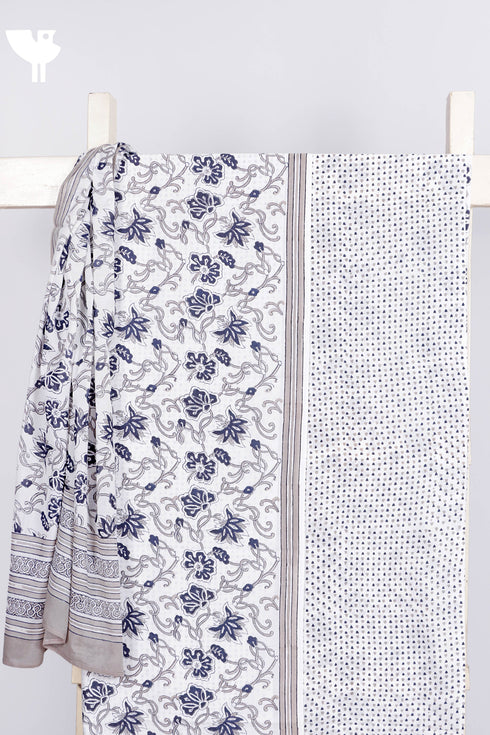 Cambric Cotton Dress Material With Mulmul Dupatta In Floral Block Print