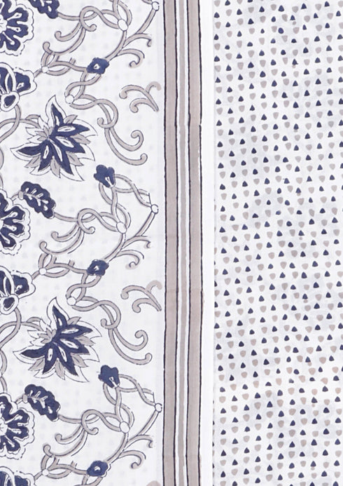 Cambric Cotton Dress Material With Mulmul Dupatta In Floral Block Print