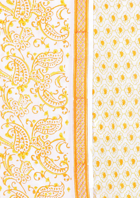 Cambric Cotton Dress Material With Kota Dupatta In Paisley Block Print