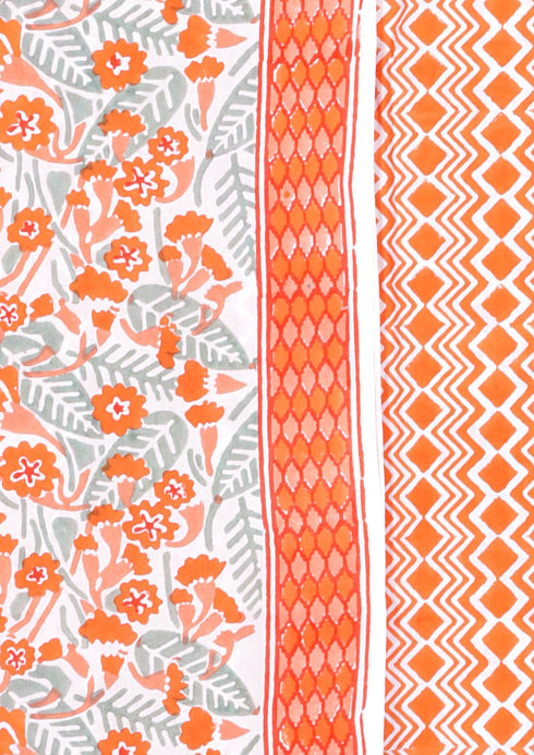 Cambric Cotton Dress Material With Kota Dupatta In Floral Block Print