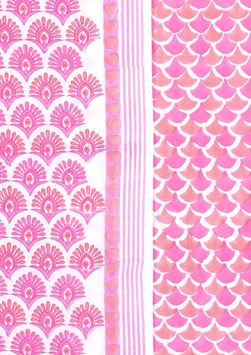 Cambric Cotton Dress Material With Kota Dupatta In Graphic Block Print