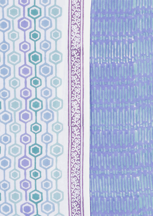 Cambric Cotton Dress Material With Kota Dupatta In Graphic Block Print