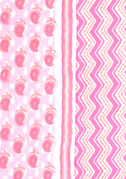 Cambric Cotton Dress Material With Kota Dupatta In Paisley Block Print