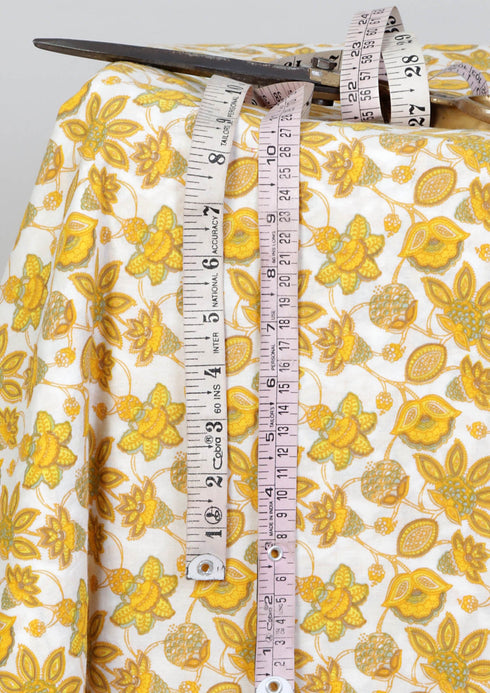 Cambric Cotton In Golden Yellow Floral Print