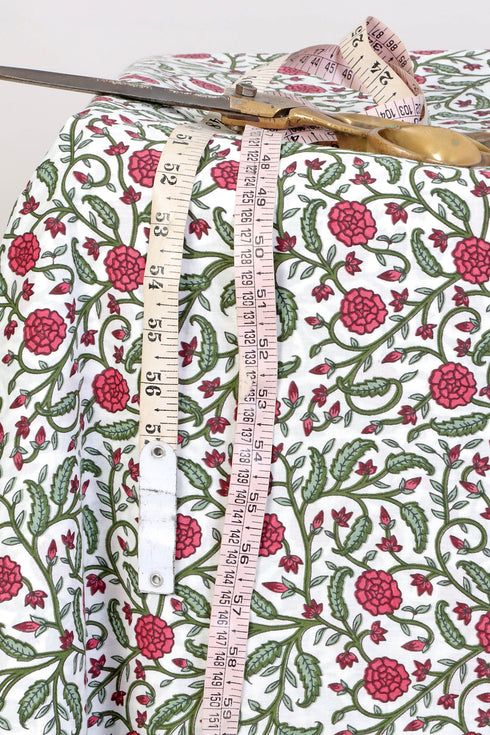 Cambric Cotton In Scarlet Red Floral Print