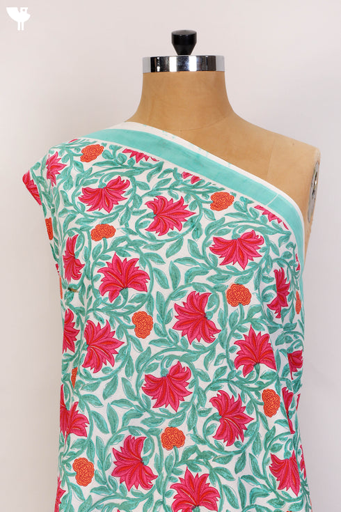 Cambric Cotton In Floral Block Print