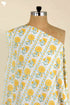 Cambric Cotton In Lemony Yellow Floral Block Print