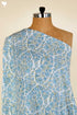 Cambric Cotton In Sky Blue and Leaf Green Floral Block Print