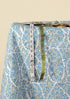 Cambric Cotton In Sky Blue and Leaf Green Floral Block Print