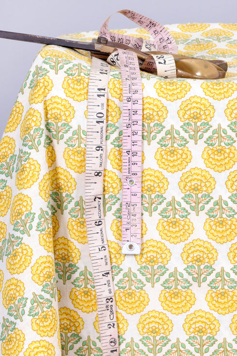 Cambric Cotton In Yellow Floral Print